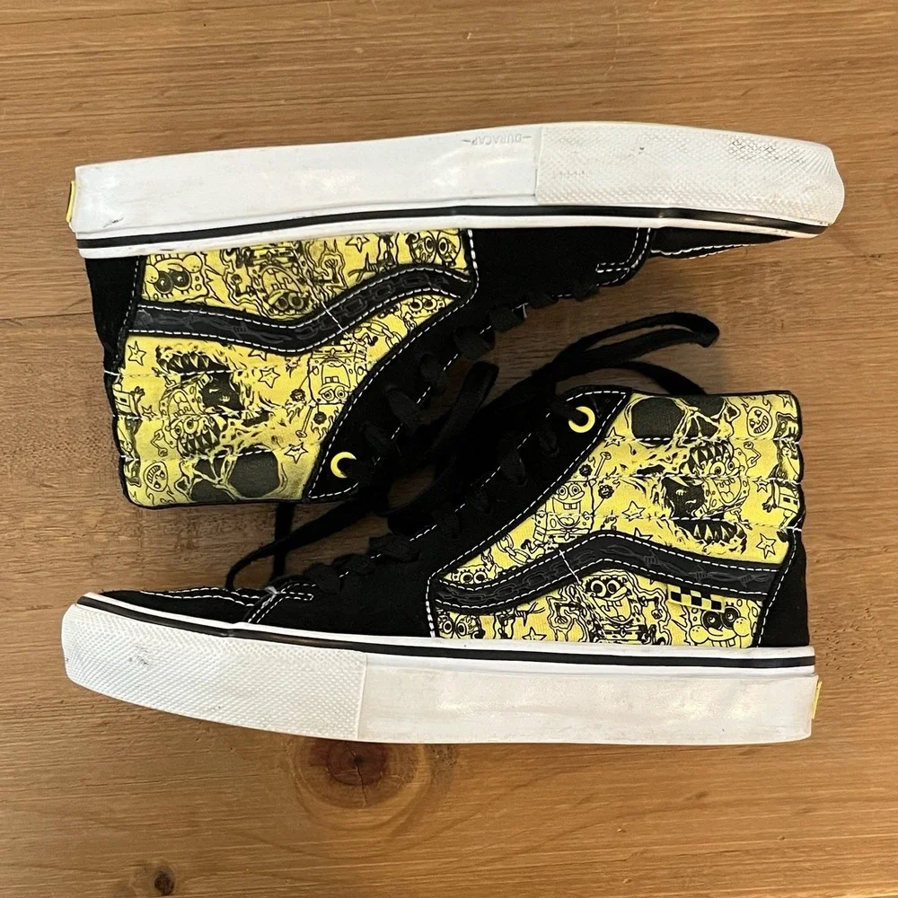 Vans x SpongeBob Gigliotti Sk8-Hi High Top Skate Shoes Mens 7.5 Yellow Black HTF